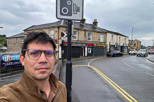 Councillor Sam Al-Hamdani at the junction