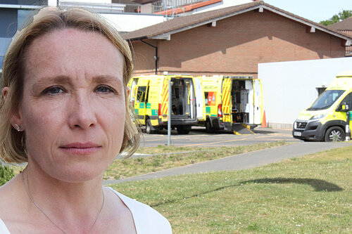 Helen Morgan outside a local A&E dept