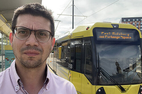 Sam Al-Hamdani at the Oldham Mumps Metrolink