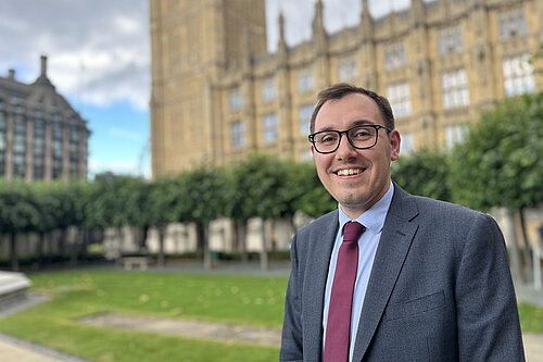 Tom Gordon stood outside Parliament