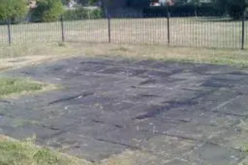 Play area with climbing frame removed