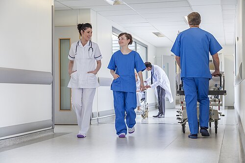 Two nurses in a hospital.