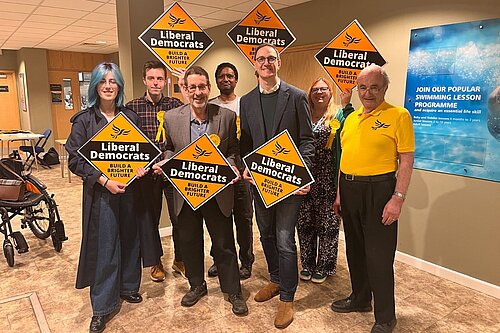 James Catmur and supporters at the count