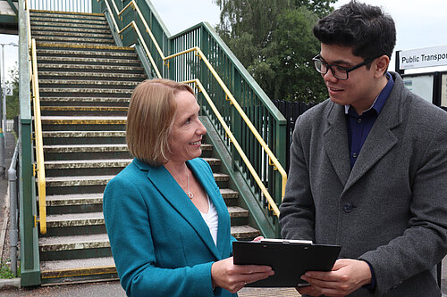 Helen Morgan at Whitchurch station