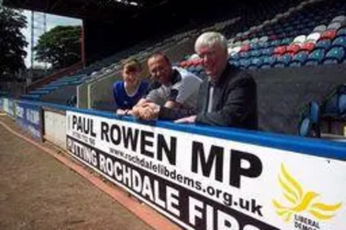 Rochdale Fan - Daniella Walsh, Rochdale Manager - Steve Parkin and Paul Rowen MP - Treading the boards!