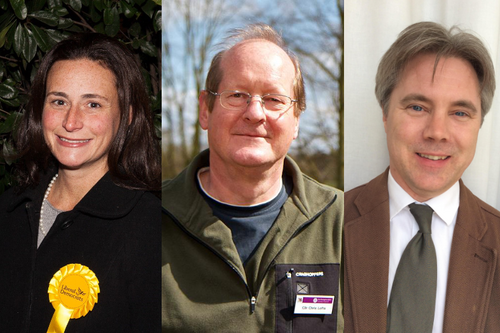 Sarah Ryan, Chris Lofts and Christopher Townsend, Liberal Democrat candidates for GE2024