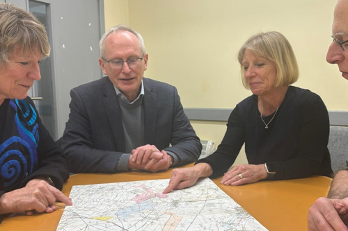 Pippa Heylings MP in Balsham with local councillors