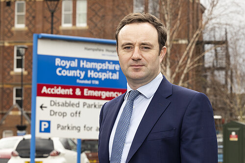 Danny in front of Winchester's A&E