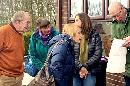 Helen with residents in Crickheath