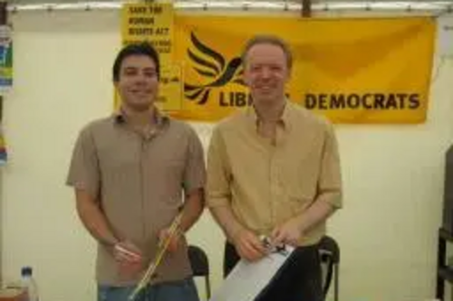 Stephen Robinson and Neville Booth collect Scrap Tuition Fees petition signatures